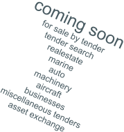 coming soon for sale by tender tender search realestate  marine auto machinery aircraft businesses  miscellaneous tenders asset exchange
